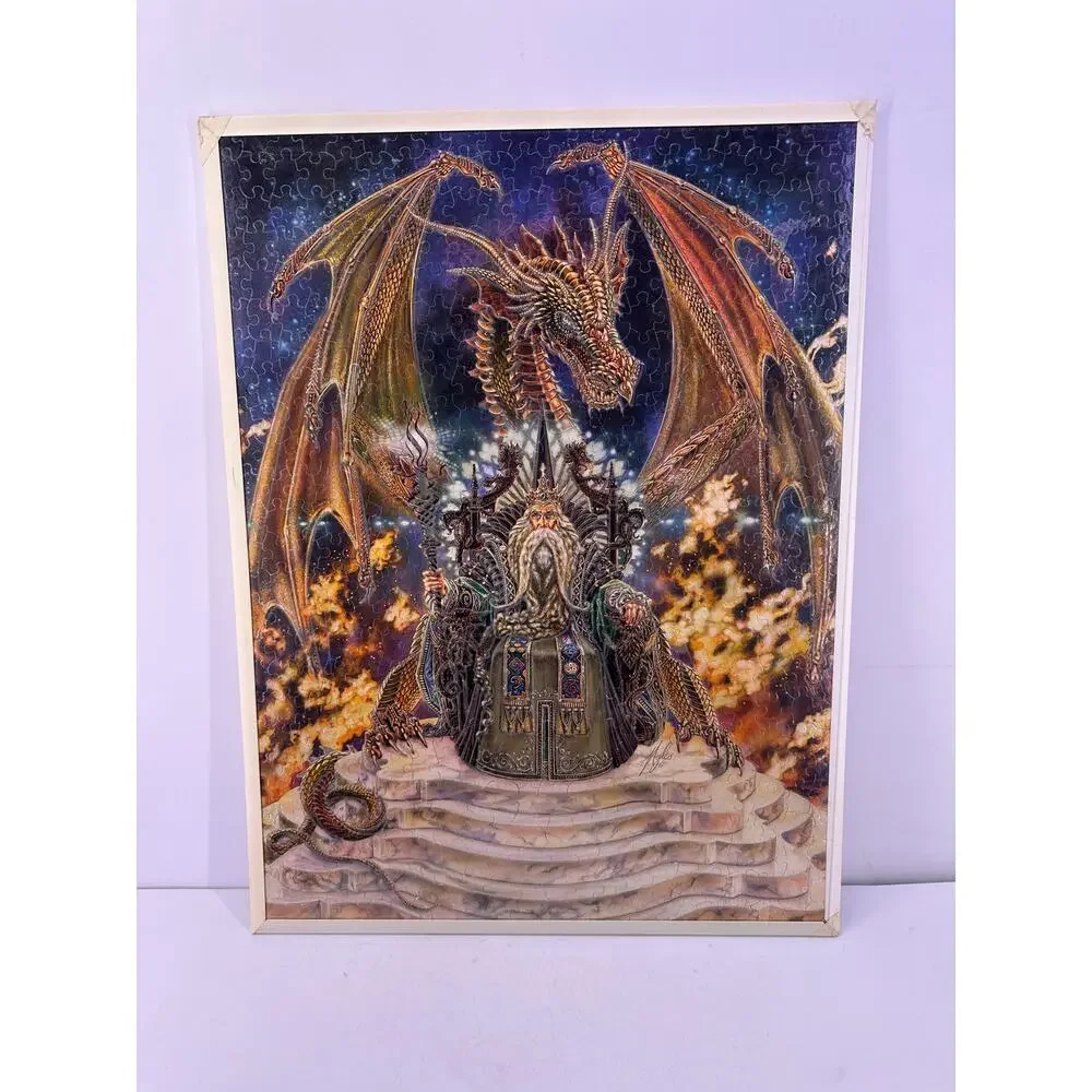 Vintage Glow In The Dark Wizard Dragon Puzzle Framed